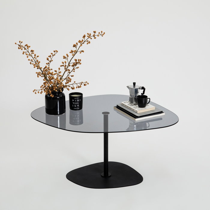 Hanah Home Soho Mesa de Centro de Cristal Templado Gris Oscuro y Negro